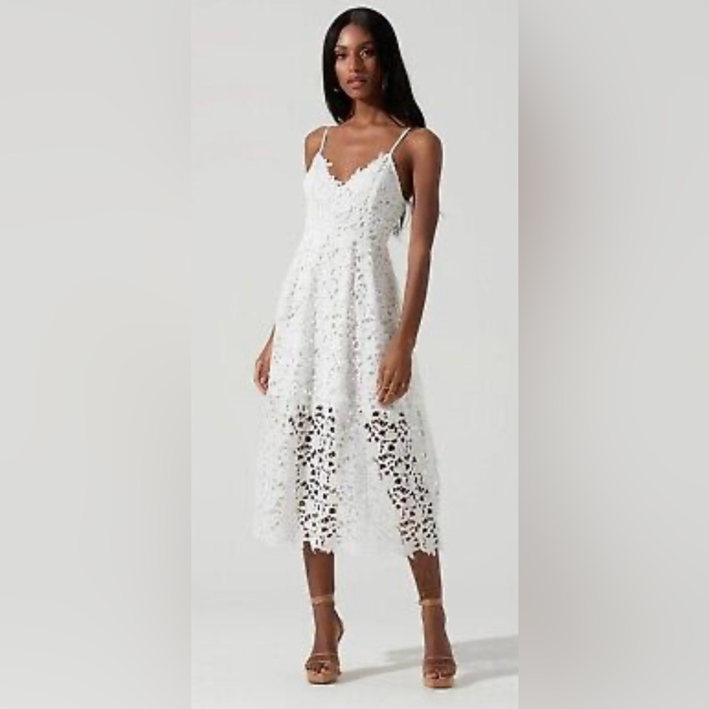 Astr White Lace Midi Dress